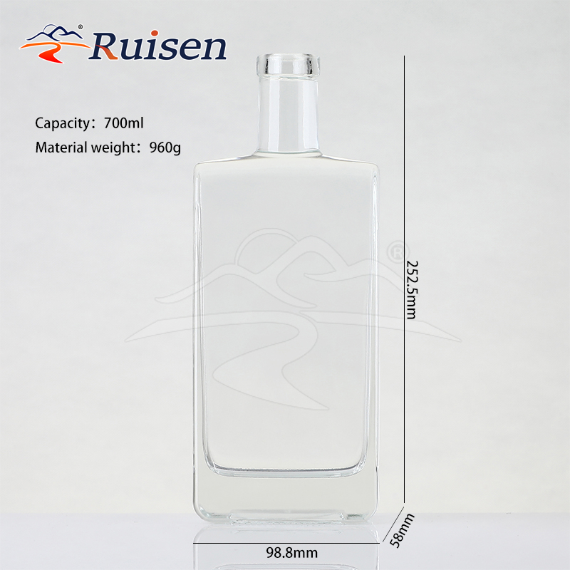 750ml Clear Glass whisky Bottle Elegant Liquor Packaging Container