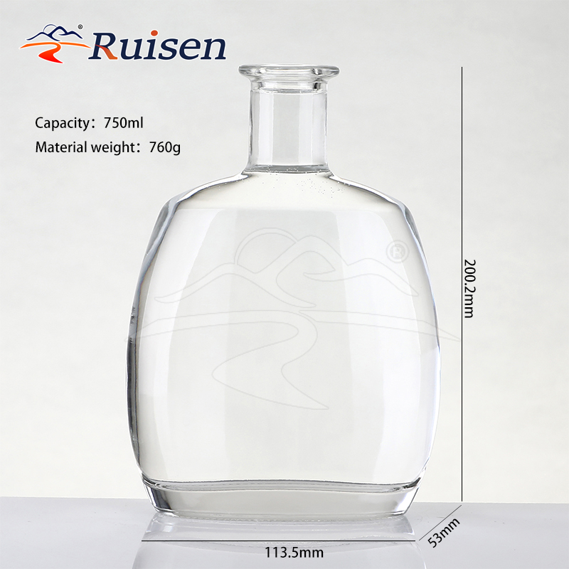 High Quality Custom White Glass Wine Bottle 750ml Capacity with cork for  whisky vodka brandy Packaging