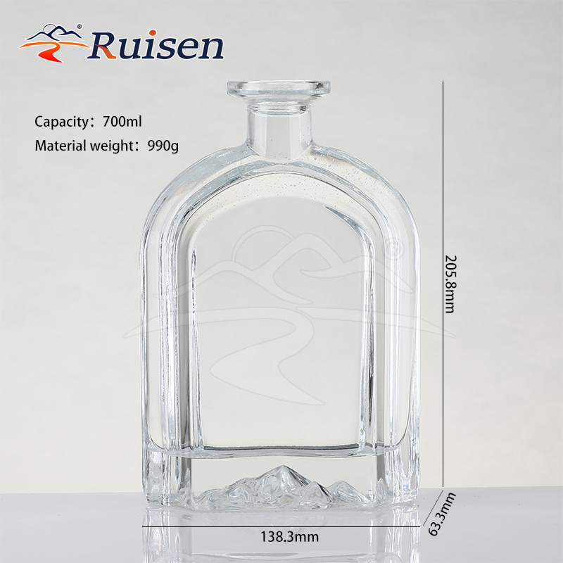 Customized Transparent Glass Vodka Whiskey 700ml  High Quality 