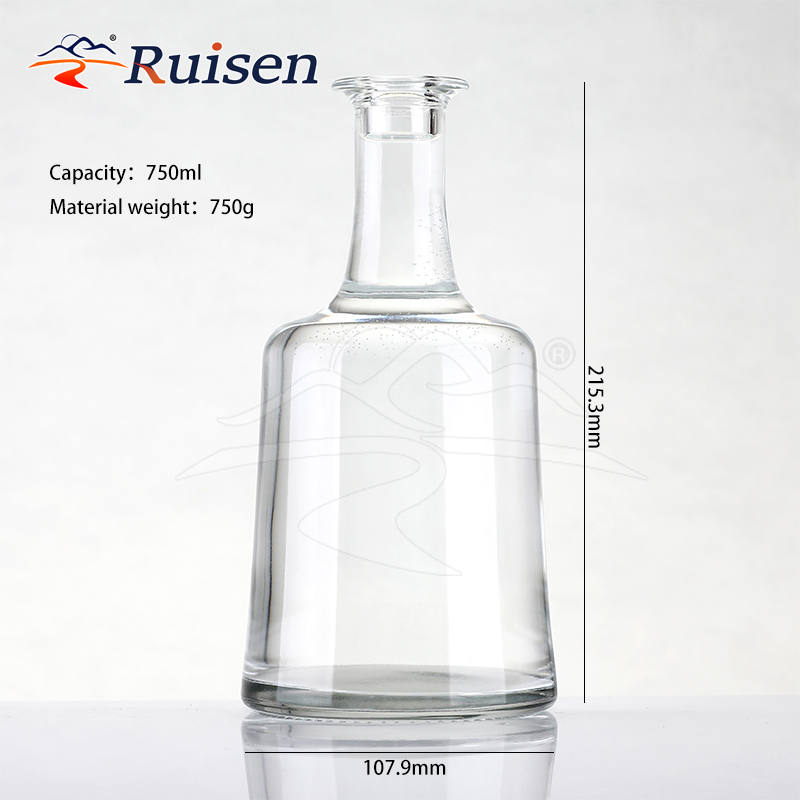 High Quality 750ML Large round Bottom Glass Bottle Unique Shape Whiskey Glass 