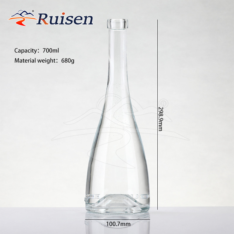 Spirits Liquor Bottle Clear Glass Bottle Extra Flint for Brandy Vodka Whisky Rum Gin Tequila 700ml