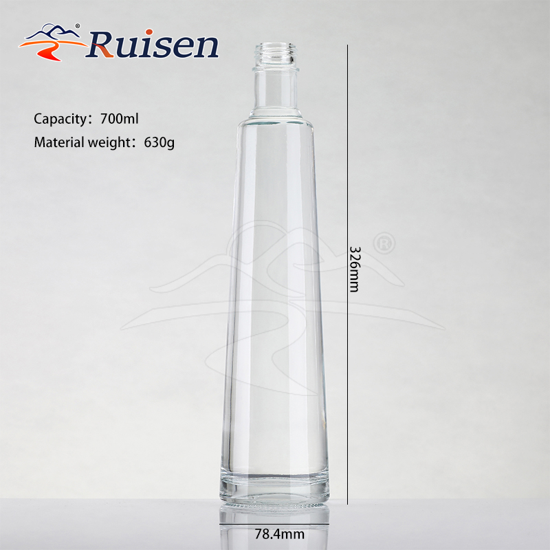 High Quality Custom Transparent 700ml Spirits Liquor Bottle Whiskey Gin Vodka Tequila Rum Bottle