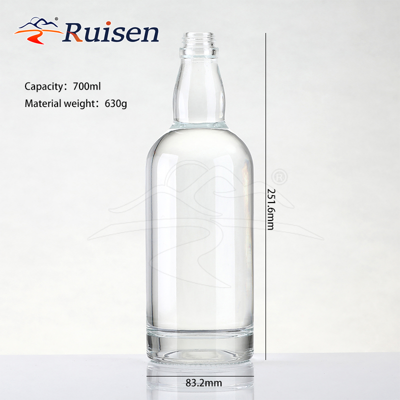 700ml Whisky Brandy Vodka Glass Wine Bottle Vodka Liquor Bottle Empty Round Vodka Bottle