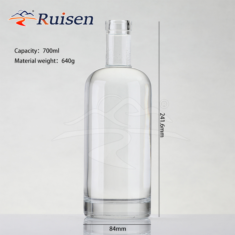 750ml Clear Glass Liquor Bottle Thickened Base Design For Premium Alcohol Storage And Luxury Beverage Packaging