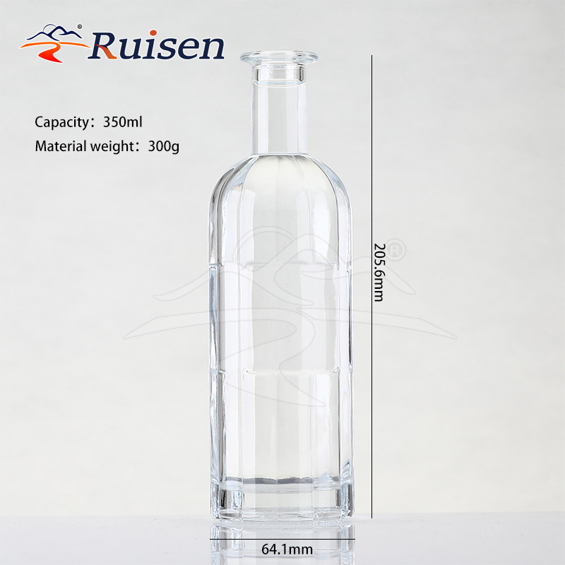 Factory Wholesale Clear Glass Bottles 350ml with Cork Top for Agave Tequila Whiskey Wine Gin Liquor Storage
