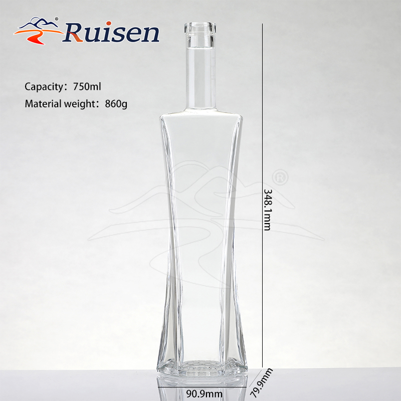 Unique Design 750ml Thick Bottom Whisky Vodka Brandy Spirits Packaging Glass Liquor Bottle