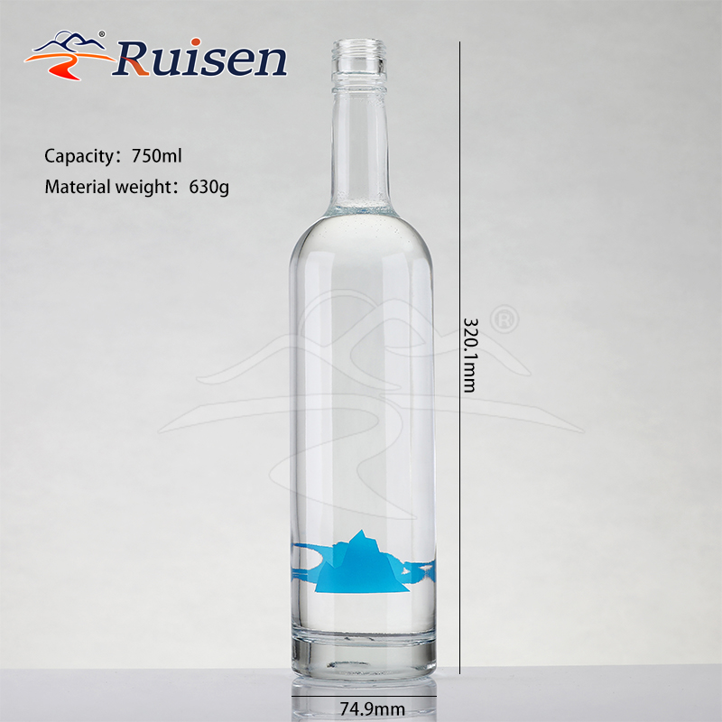 Wholesale Custom High Quality 500ml 700ml 750ml Glass Tequila Gin Rum Whiskey Vodka Bottles Cork Popular Liquor Containers