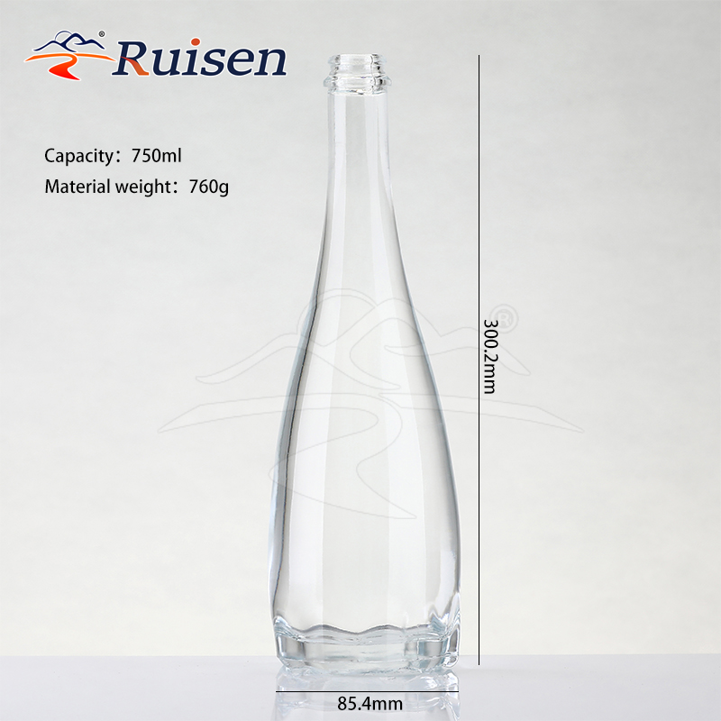 750ml Clear Glass Liquor Bottle Elegant Tapered Design For Premium Alcohol Storage And Luxury Beverage Branding