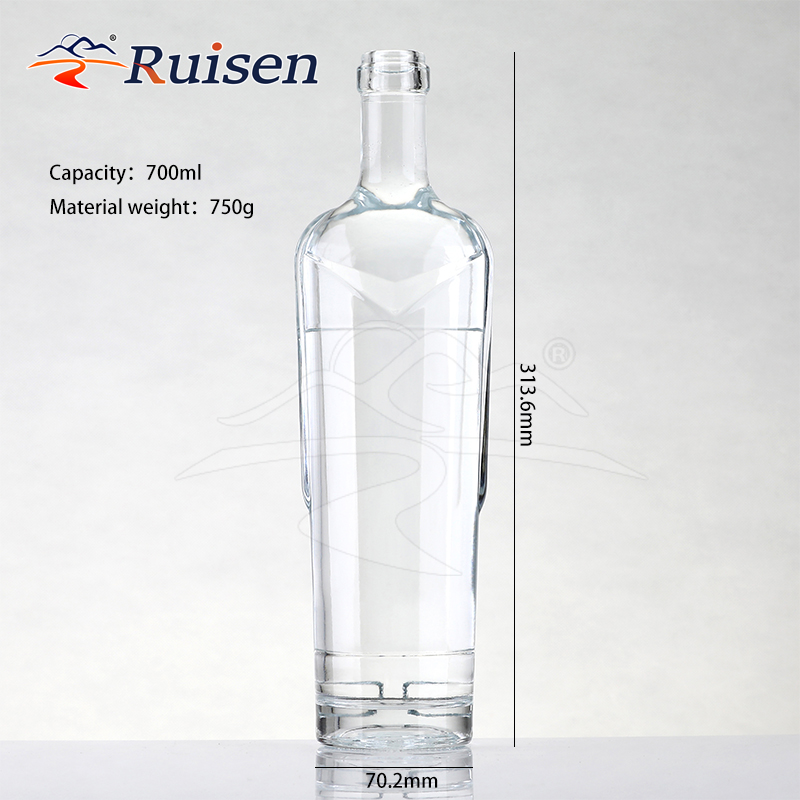 750ml Clear Glass whisky Bottle Elegant Liquor Packaging Container