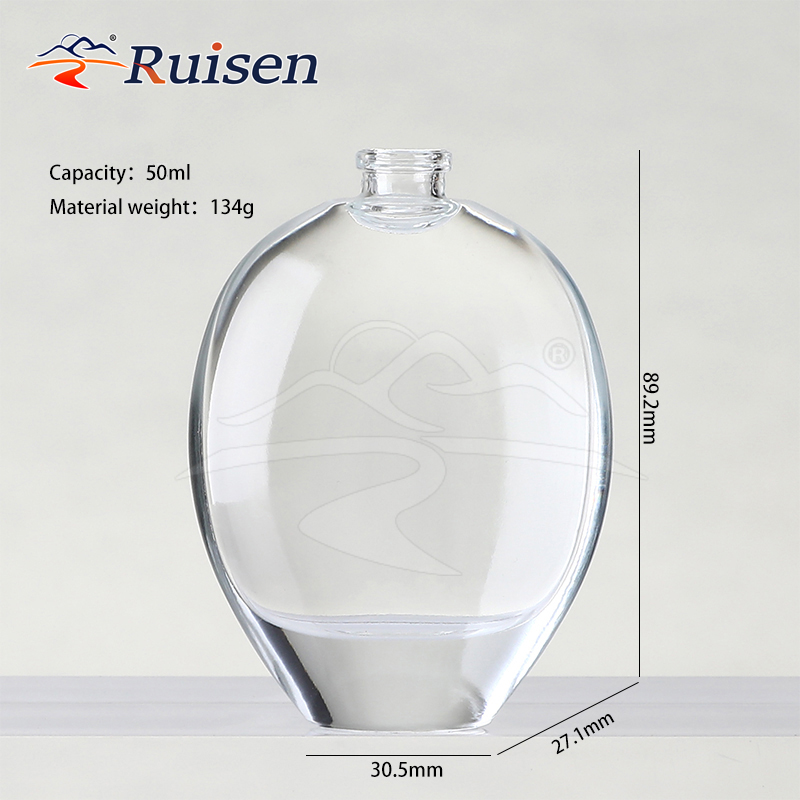 Premium Clear Glass Perfume Bottle Elegant Oval Shape Empty Fragrance Container For Luxury Perfume Packaging With Screw Cap Ruisen Brand