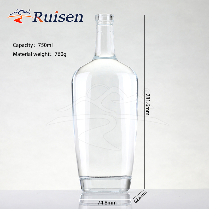 High Quality 750ml 700ml Luxury New Design Square Clear Whiskey Rum Vodka Liquor Glass Bottle for Vodka Gin Tequila Packing