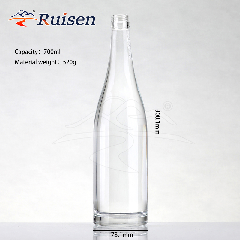 700ml 750ml Whisky Brandy Vodka Glass Wine Bottle Vodka Liquor Bottle Empty Round Vodka Bottle