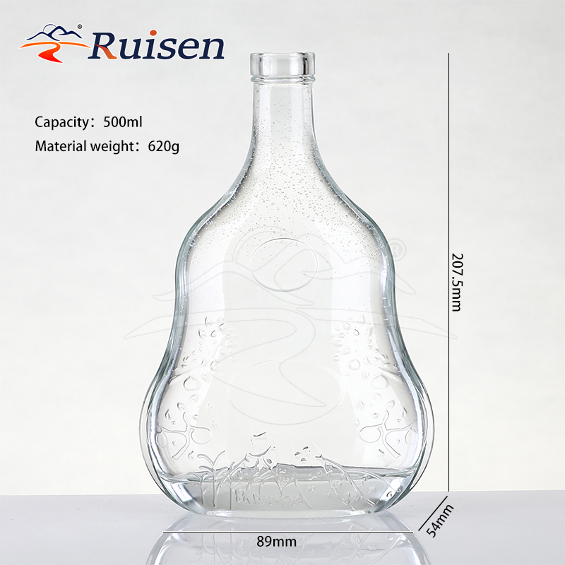 500ml Unique Glass Pear Shaped Vessel For High-End Liquor Display And Fruit Culture Inspired Branding