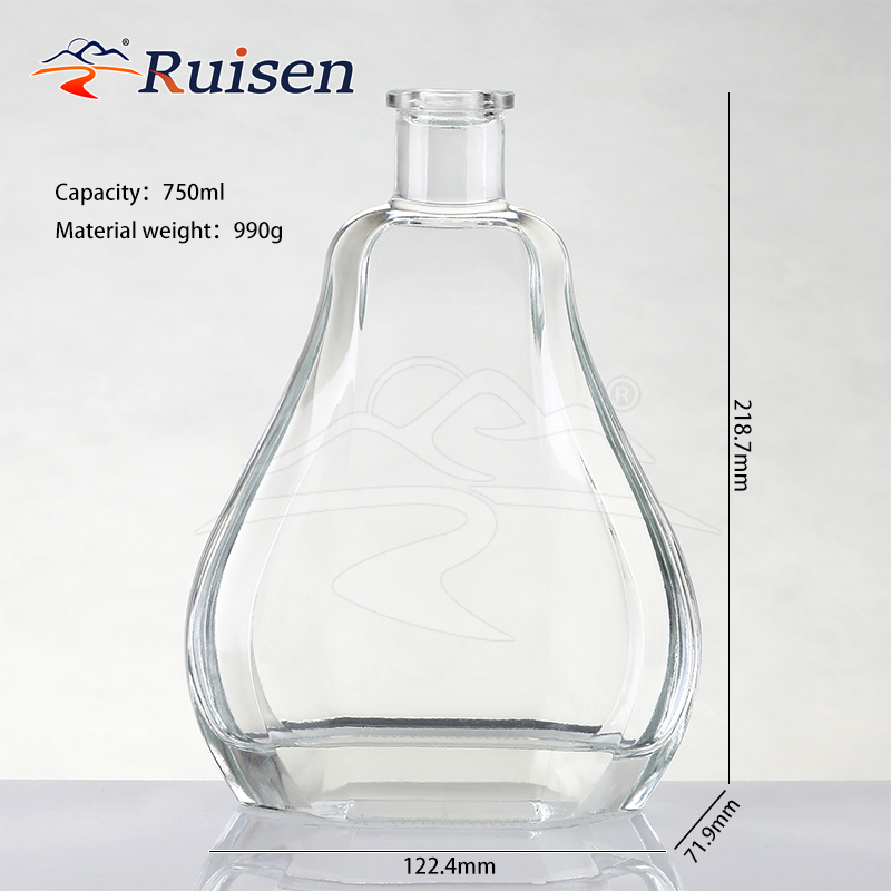 750ml Clear Glass Liquor Bottle Tall Cylindrical Design For Premium Alcohol Beverage Packaging And Luxury Brand Display