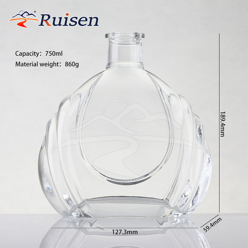 750ml 700ml Blue Gradient Glass Beverage Bottle With Polar Bear Engraving For Premium Drink Packaging And Branded Gift Marketing