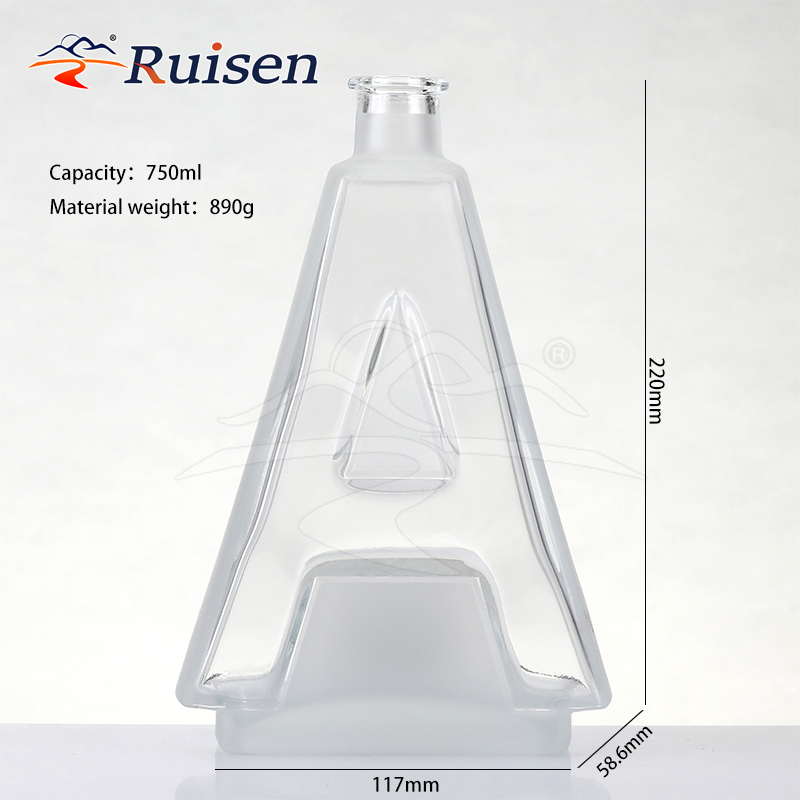 750ml Clear Glass Letter A Shaped Liquor Bottle For Premium Alcohol Storage And Branded Custom Gift Marketing