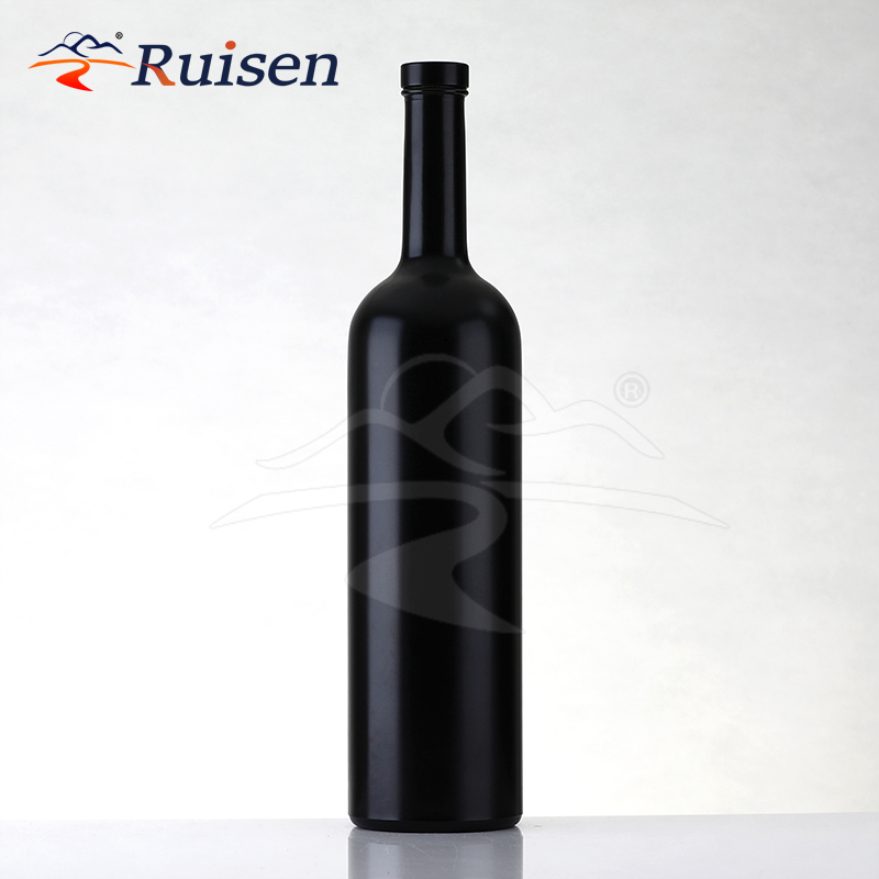 750ml Black Matte Glass Wine Bottle For Premium Wine Storage And Luxury Beverage Branding