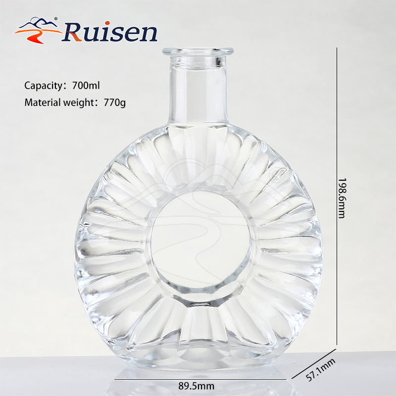 750ml 700ml Crystal Clear Glass Liquor Bottle With Silver Rim For Luxury Whiskey Packaging And Premium Brand Promotion