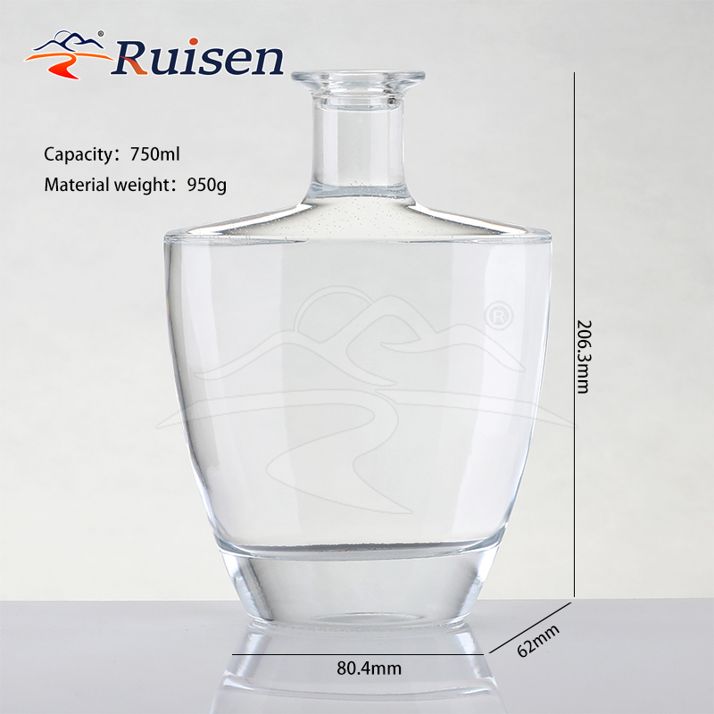 750ml 700ml Crystal Clear Glass Liquor Bottle With Silver Rim For Luxury Whiskey Packaging And Premium Brand Promotion