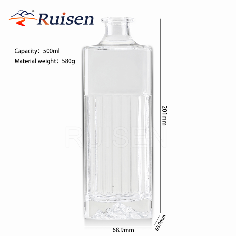 Liquor Spirit Glass Bottles Vodka RUM Brandy Bottle 500ml