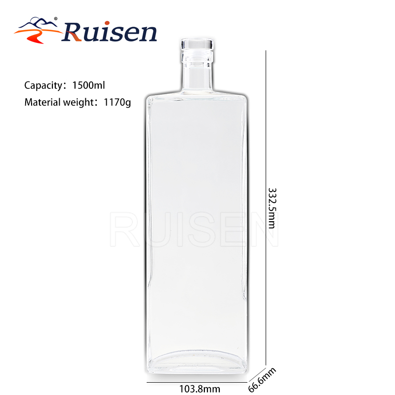 Liquor Spirit Glass Bottles Vodka RUM Brandy Bottle 1500ml  1000ml 700ml