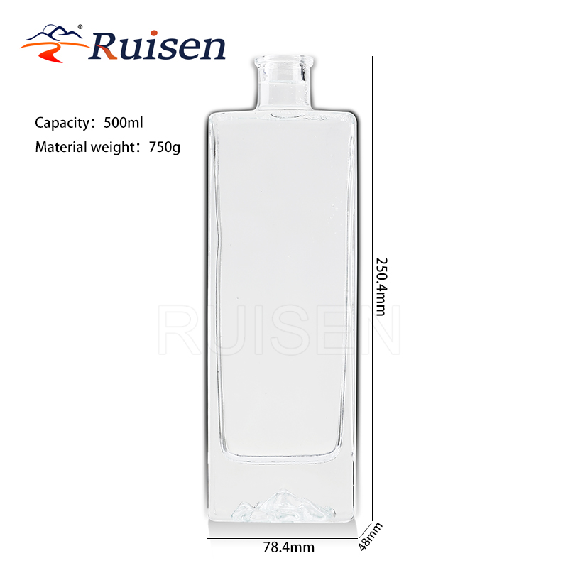 Liquor Spirit Glass Bottles Vodka RUM Brandy Bottle 500ml 700ml 750ml