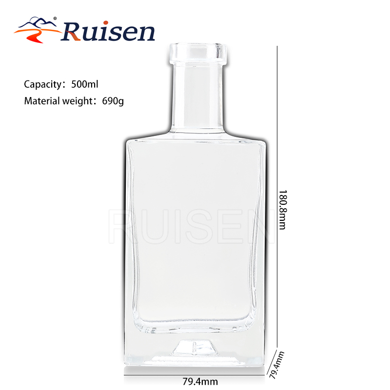 500ml  750ml Liquor Spirit Glass Bottles Vodka RUM Brandy Bottle 