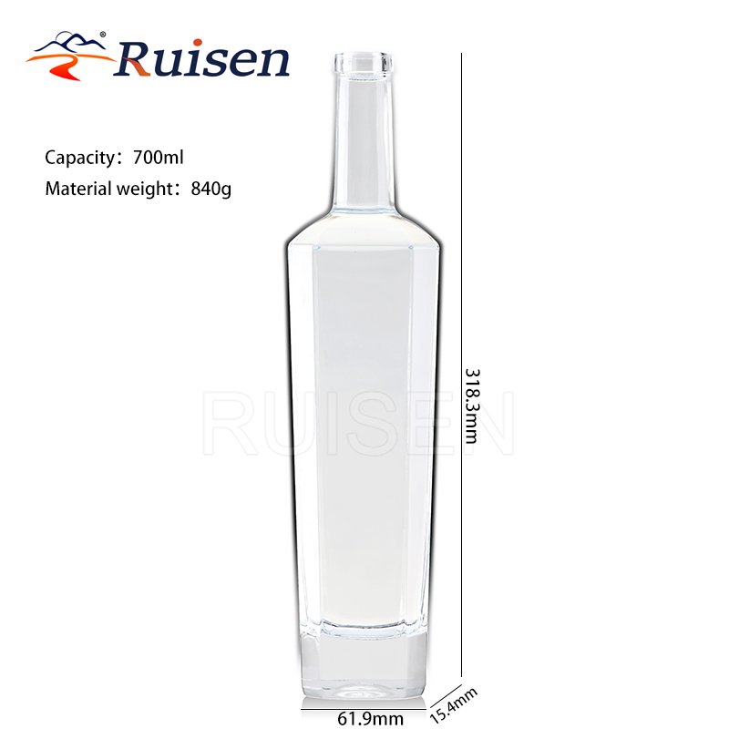 700ml 500ml Liquor Spirit Glass Bottles Vodka RUM Brandy Bottle 