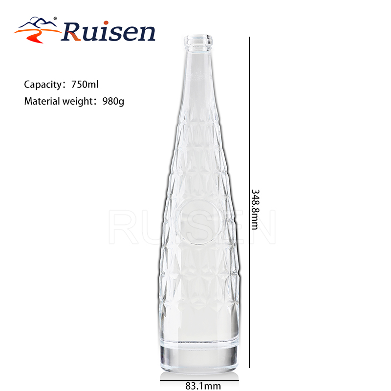 700ml Glass Liquor Wine Vodka Tequila Gin Bottle Fancy Liquor Glass Bottle 750ml