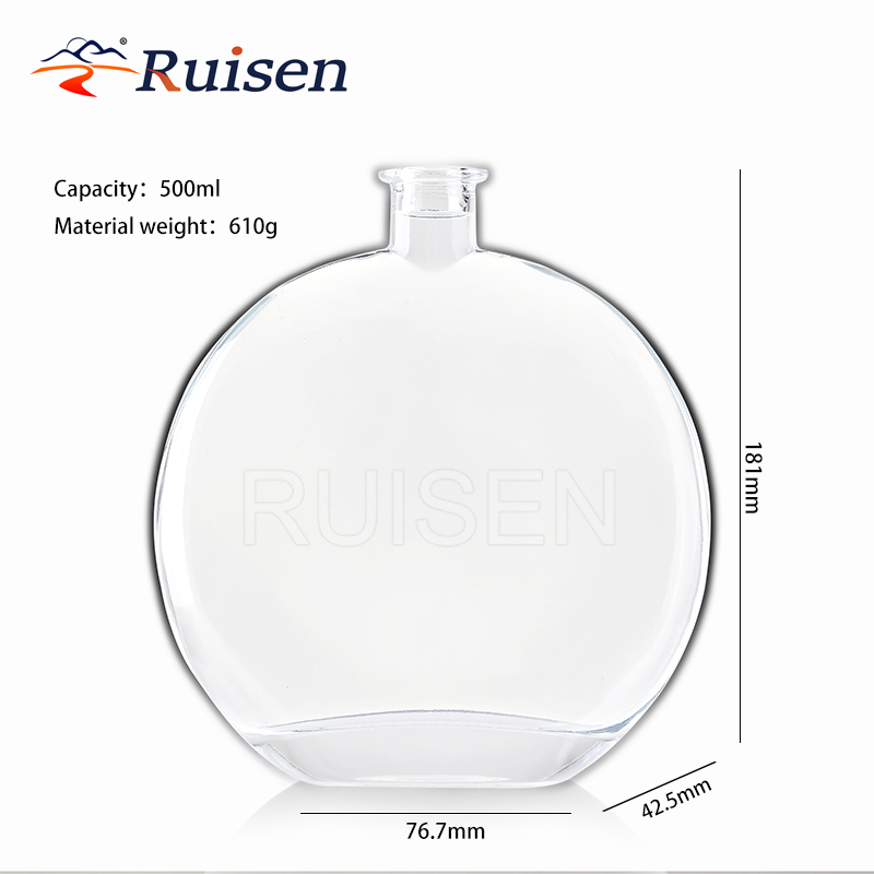 Unique Design  500ml 750ml Special Shape Mineral Water Glass Liquor Bottle with Aluminum Lid