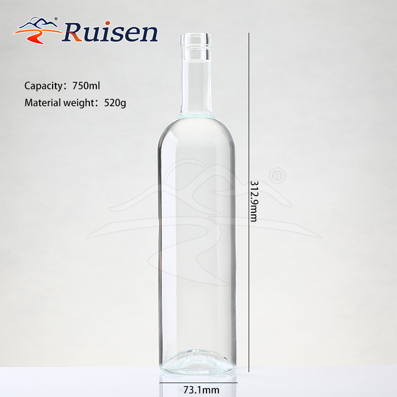 750ml Clear Glass Liquor Bottle Tall Cylindrical Design For Premium Alcohol Beverage Packaging And Luxury Brand Display