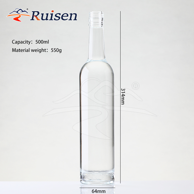 Hot Sale Empty Rectangle 500ml Gin Spirit Glass Bottle Custom Decal 700ml 750ml Whiskey Liquor Glass Bottle with Cork cap